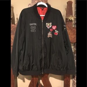 Torrid Rockabilly Black Cherry Bomber Jacket.